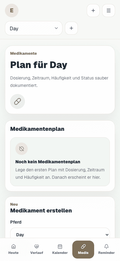 Equiday Medikamentenplan auf dem Smartphone